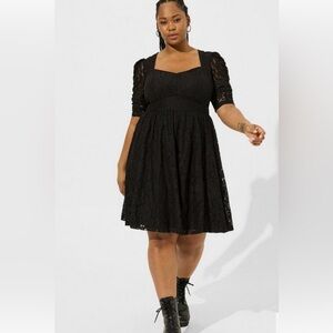 NWT Black Lace Mini Skater Dress